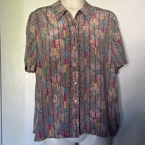 Revedor Button Up Pink Striped Blouse